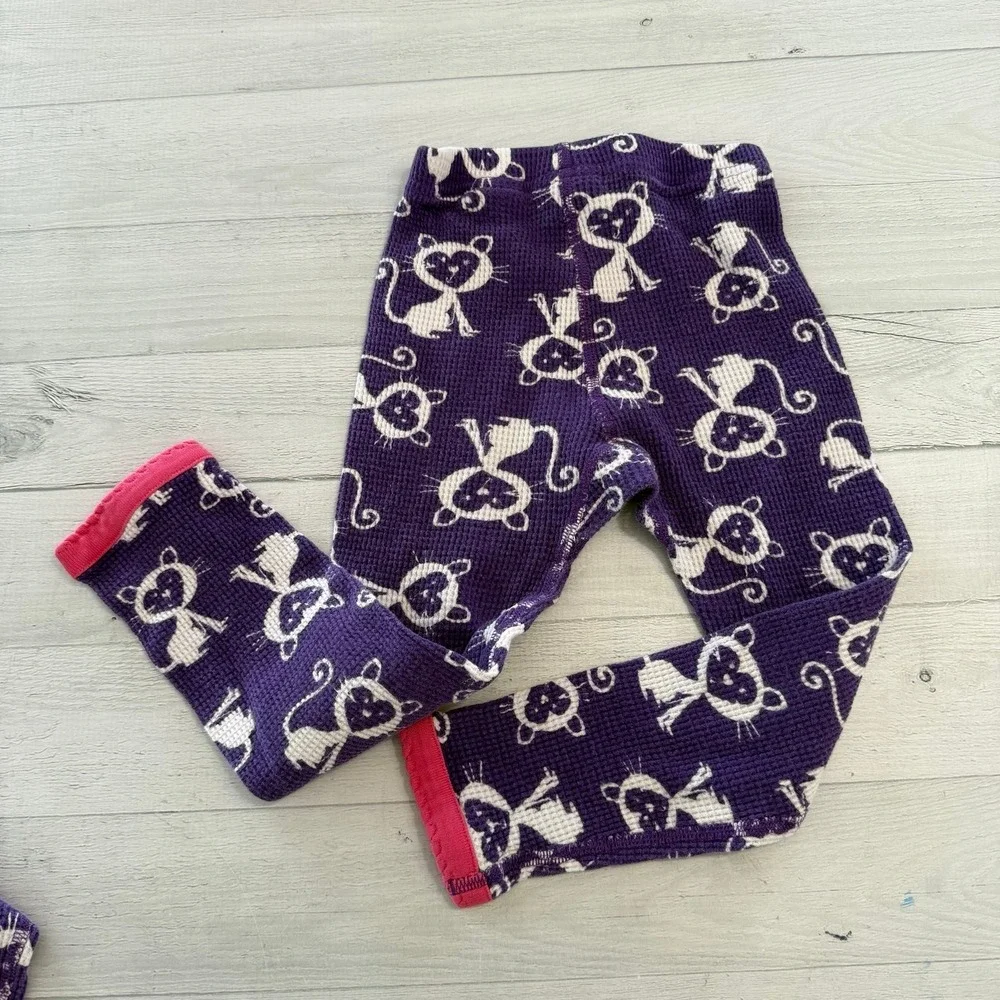 Hanna‎ Andersson purple ribbed cat pajamas 90/3